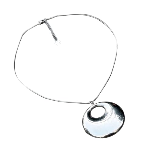 Fluxioxtna Polished Edelstahlschichtung Halskette Vielseitige Silber Klumpen Schlüsselblatt Kettenwelz Schmuckstück Für Geschenk Und Vielseitige Halskette Frauen von Fluxioxtna