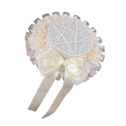 Fluxioxtna Praktische Steampunks Lolitas Small Hat Hair Clip Mit Zarten Spitzen Und Perlendekoration Für Cosplay Event von Fluxioxtna