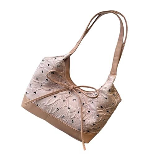 Fluxioxtna Raffinierte Pendler Handtasche Stilvolle Bögen Geräumiger Innenraum PU Umhängetasche Freizeiteinkaufstasche Für Frauen Polyester PU Schultertasche von Fluxioxtna