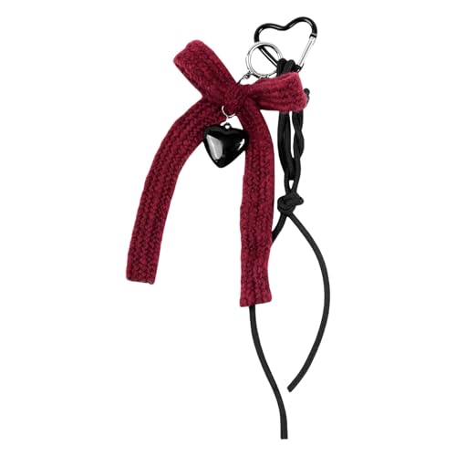 Fluxioxtna Retro Handgefertigte Gestrickte Bogenknoten Und Herzcharme Schlüsselhaltertasche Anhänger Zubehör Stilvolle Autos Schlüsselringe Für Den Täglichen Gebrauch von Fluxioxtna