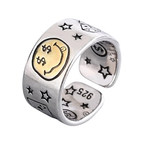 Fluxioxtna SMILES FACE STAR DICES EINFACHEN RINGEN VERITIGTE SUTZE Fingerringe Stilvoller Schmuck Für Trendige Und Stilvolle Outfits Modes Statement von Fluxioxtna