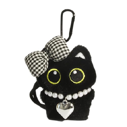 Fluxioxtna Schöne Schwarze Katze Plüschschlüsselkette Entzückender Tierpreiszubehör Accessoire Einzigartiger Anhänger Für Frauen Und Studenten von Fluxioxtna