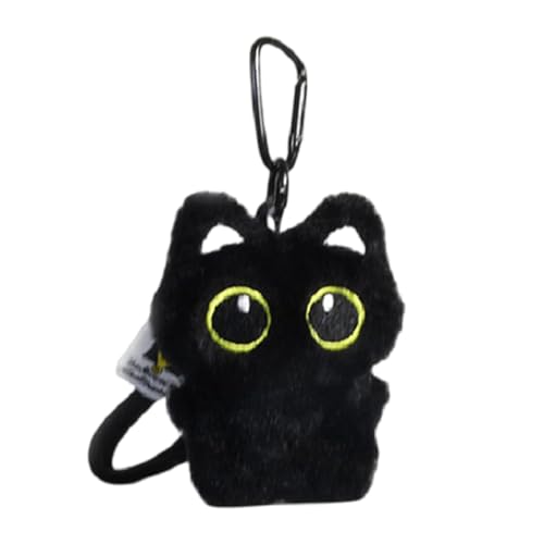 Fluxioxtna Schöne Schwarze Katze Plüschschlüsselkette Entzückender Tierpreiszubehör Accessoire Einzigartiger Anhänger Für Frauen Und Studenten von Fluxioxtna