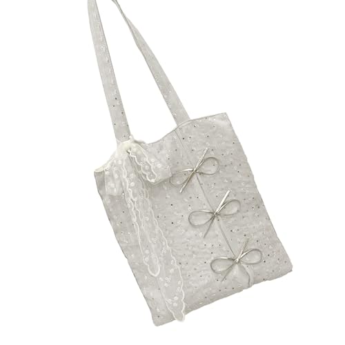 Fluxioxtna Stilvolle Glitzernde Bögen Design Geräumige Handtasche Ergonomic Polyester Stoff Frauen Reise Essentielles Umhängetasche Übergroße Glitzernde Bogenknotenbeutel von Fluxioxtna