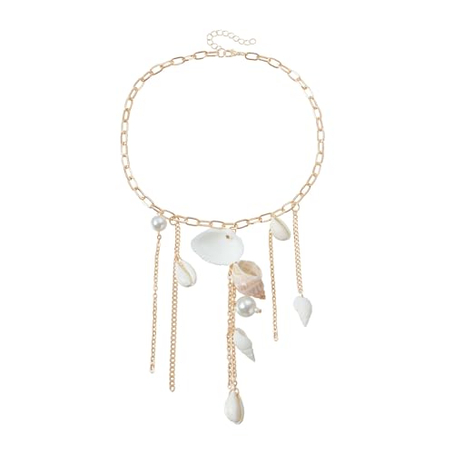 Fluxioxtna Strandhülle Franse Detail Anhänger Halskette Einstellbare Kettenkette Leichte Küstenhalle Heckketten Schmuckstück Verstellbarer Strandhalshain von Fluxioxtna