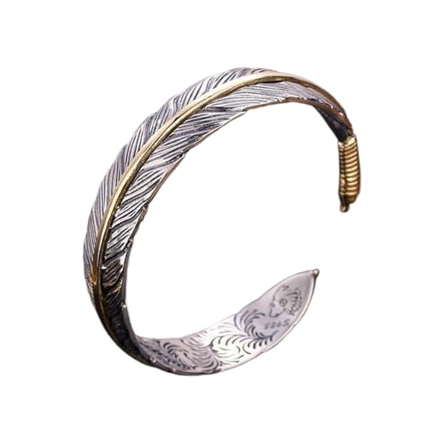 Fluxioxtna Styles Offenes Gefiedertes Armbandmanschette Armreif Verstellbar Silber Handgefertigtes Schmuck Für Frauen Männer Jubiläum Geschenk Retro Distressed Silberschmuck Geschenk von Fluxioxtna