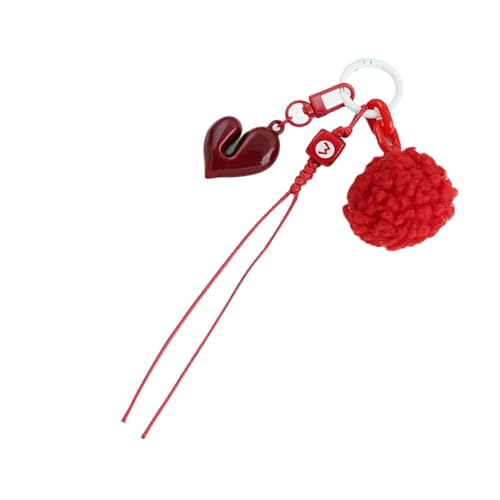 Fluxioxtna Stylish Plush Heart Keychain Schöne Herzanhänger Keychains Accessoire Verbessert Ihre Tasche Und Ihr Auto Mit Styles Einzigartige Schlüsselringdekoration von Fluxioxtna