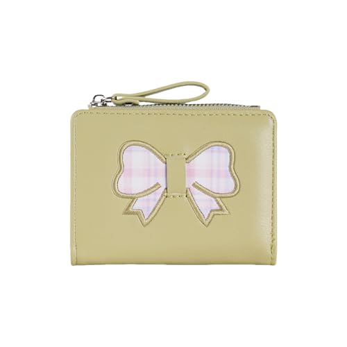 Fluxioxtna Stylish Short Brieftasche Mit Dekorativen Bögen Mehrere Kartensteckplätze Und Münzentasche Praktische Reißverschlüsse Münzbrief Kurze Faltbare Schleifen Brieftasche von Fluxioxtna