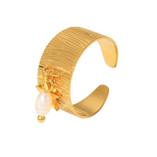 Fluxioxtna Trendy Edelstahl Gold Herz Anhänger Eröffnungsringe Accessoire Für Frauen Bequeme Verschleiß Und Zeit Verwenden Minimalistischen Schmuck von Fluxioxtna