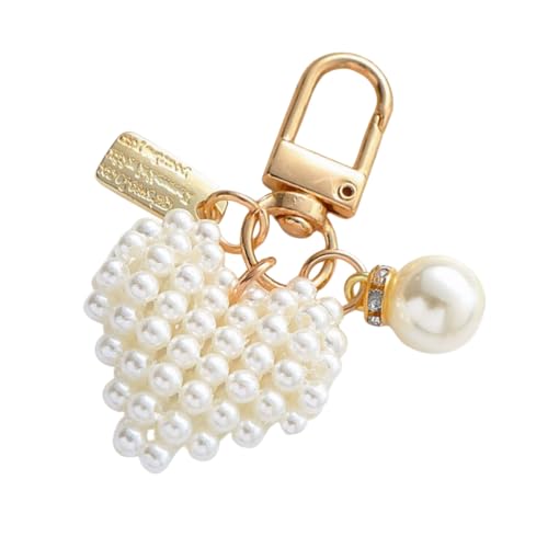 Fluxioxtna Trendy Pearls Heart Keychain Accessoire Sturdy Heart Keychain Mit Perlen Und Rosencharme Für Soziale Ereignisse Und Ausflüge von Fluxioxtna
