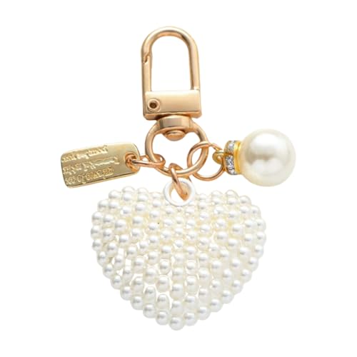 Fluxioxtna Trendy Pearls Heart Keychain Accessoire Sturdy Heart Keychain Mit Perlen Und Rosencharme Für Soziale Ereignisse Und Ausflüge von Fluxioxtna