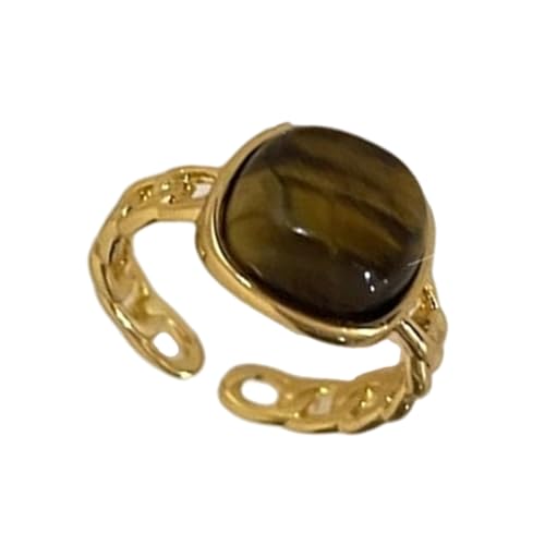 Fluxioxtna Vintage Amber Stone Verstellbare Ringe Elegante Natürliche Edelsteine ​​offene Ringe Handgefertigter Schmuck Für Modische Frauen Mädchen von Fluxioxtna