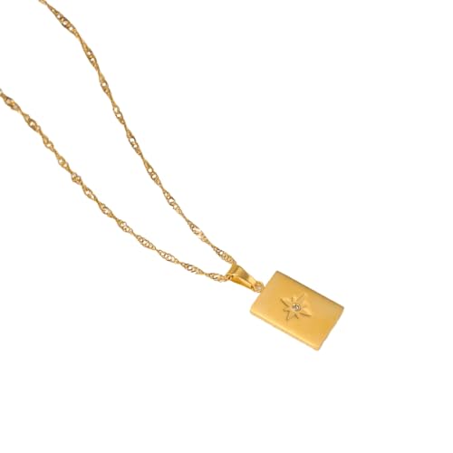 Fluxioxtna Vintage Styles Star Anhänger Halskette Mit Perlenkette 18K Gold Plattiert Edelstahl Für Trendige Frauen Casual Wear von Fluxioxtna