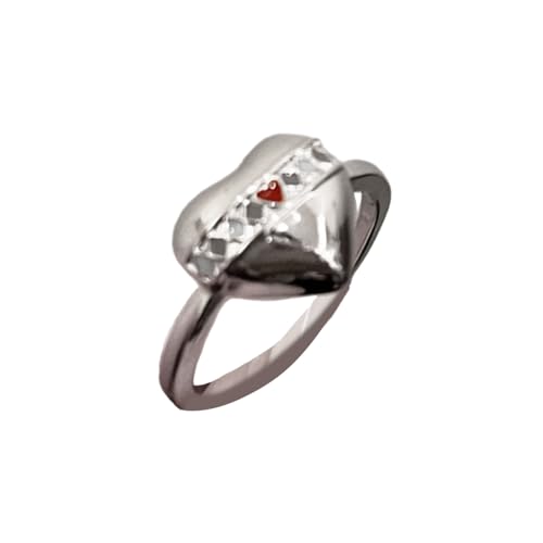 Fluxioxtna Vintage Tropföl Plaids Muster Bögen Herz Offene Ringe Für Frauen Und Mädchen Silberfarbe Ringe Mode Schmuck Geschenk von Fluxioxtna