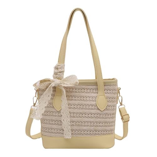 Fluxioxtna Women Eimer Bag Schöne Umhängetasche Strohhandtasche Große Kapazität Crossbody Einfache Messenger Für Tägliche Reisen Schöner Crossbody Für Frauen Strohschale Einfacher Schulterstrand von Fluxioxtna
