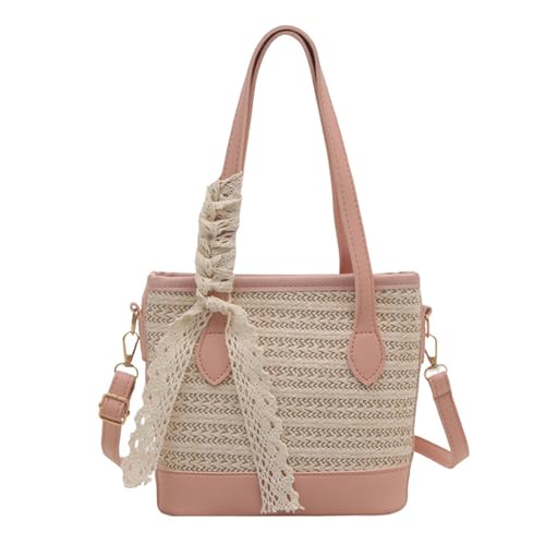 Fluxioxtna Women Eimer Bag Schöne Umhängetasche Strohhandtasche Große Kapazität Crossbody Einfache Messenger Für Tägliche Reisen Schöner Crossbody Für Frauen Strohschale Einfacher Schulterstrand von Fluxioxtna
