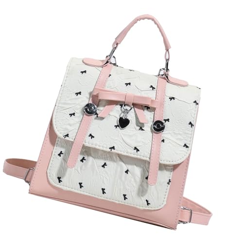 Fluxioxtna Zarte Spitzenverzierung Crossbody Geldbörse Kompakter Rucksack PU Leder Umhängetasche Geeignet Für Verschiedene Anlässe Spitzenbögen Rucksäcke von Fluxioxtna