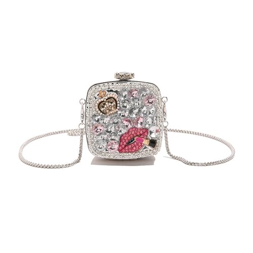 Glitzernde Strasssteine Crossbody Tasche Für Frauen Trendige Umhängetasche Acryl Dating Kette Glitzernde Quadratische Frauen Crossbody Acryl Schulterkette Abend von Fluxioxtna