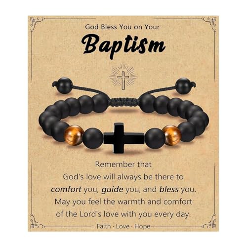 Jungen Religiöse Kreuze Armband Einstellbare Perlendesigns Für Podson Enkel Bestätigungszeremonie Geschenke Präsentieren Tigers Eye Stone Armband von Fluxioxtna