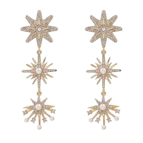 Modestudent Schmuck Blumenschstene Ohrringe Mit Funkelnden Strasssteinen Und Perlen Tropfen Für Partys Casual Daily von Fluxioxtna