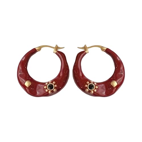 Retro Stile Farbenfrohe Hoop Ohrringe Leichte Und Komfortable Ohrschnallen Schmuck Handgefertigt Frauen Accessoires Exquisite Accessoires von Fluxioxtna