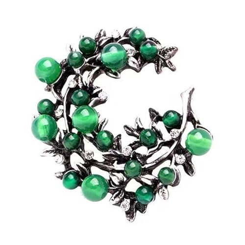 Retro Styles Legierung Brosche Mit Echter Grüner Achate Stein Vielseitiges Modeaccessoire Für Frauen Stilvolle Outfits Natural Green Achate Jewelry von Fluxioxtna