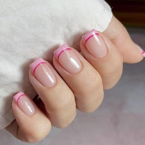 Square Press On Nails Künstliche Falsche Spitzen Vollbezüge Rose Falsche Glänzende Klebstoffe Für Frauen Mädchen Kleben Auf Nagel von Fluxioxtna