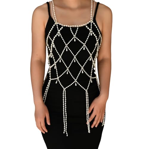 Stilvolle Imitation Perlen Körperkette Für Trendige Frauen Schicht Designs Verstellbarer Brautparty Club Wear Schmuckstücke Elegante Perlen Bra Kette von Fluxioxtna