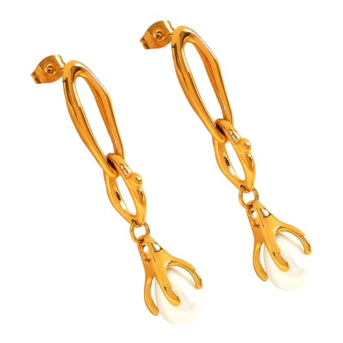 Stilvolle Perlen Ohrringe Auffällige Ohrringe Edelstahl Bequeme Perlen Für Tägliche Verschleiß Und Partys Edelstahl Clip Auf Ohrzubehör von Fluxioxtna