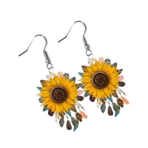 Sunflowers Thema Acrylschmuck Leichte Wasserdichte Ohrringe Für Frauen Mädchen Handgefertigtes Statement Accessoires Alltag Tragen Schmuck Schmuck von Fluxioxtna