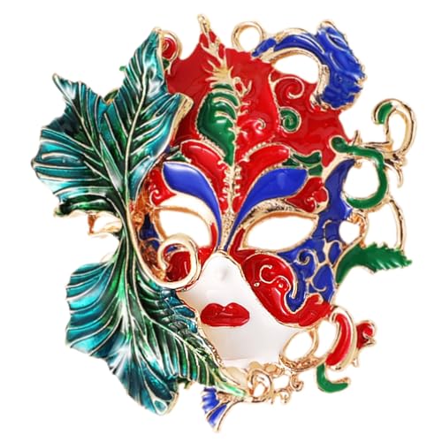 VERTRICKTE SPROP OIL RELEDSPREGED PIN TRALDY ASIAN ASIAN Inspirierte Design Leichtgewichtiger Kostümschmuck Für Tägliche Kleidung Zeitgenössischer Traditioneller Maske Brosche von Fluxioxtna