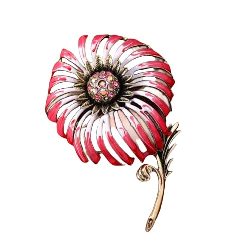 Vintage Brosche Antike Goldtonbeschichtung Tropfen Ölblumenschmuck Mit Kristallzentrum Elegant Pin Accessoire Emaille Statement Pin von Fluxioxtna