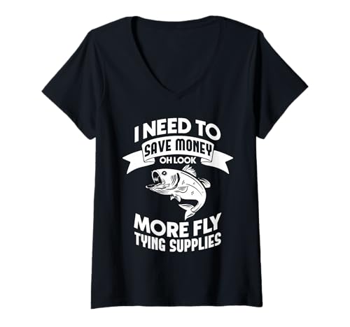 Damen Lustiges Fliegenbinden-Zubehör, Angel-Design T-Shirt mit V-Ausschnitt Damen Lustiges Fliegenbinden-Zubehör, Angel-Design T-Shirt mit V-Ausschnitt von Fly Fishing Humor Designs