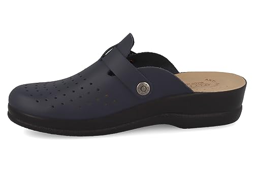 Fly Flot Altidona, Damen-Hausschuhe, atmungsaktiven Löchern und Verstellbarer Schnalle, Fußbett aus Leder Schiebe-Sandalen, blau, 36 EU von Fly Flot