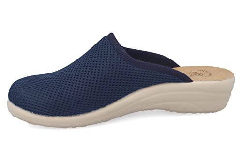 Fly Flot Anoia, Damen-Hausschuhe aus elastischem Netz, atmungsaktiv, Fresh, gepolsterte Einlegesohle aus Leder, Blau, 38 Schiebe-Sandalen, EU von Fly Flot