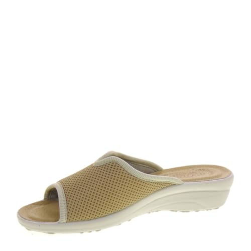 Fly Flot Atella, Damen elastischem Netz, offen, gepolsterte Einlegesohle aus Leder Schiebe-Sandalen, beige, 39 EU von Fly Flot