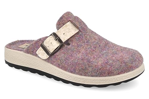 Fly Flot | Bio Style Woman, Hausschuhe für Damen aus Filz mit verstellbarer Schnalle, Pantoffel mit recyceltem Tier-Obermaterial, Antishock Mikrofaser Einlegesohle, Dunkel Flieder, 37 EU von Fly Flot