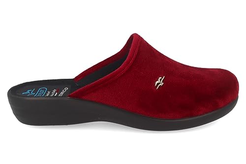 Fly Flot Damen Pantoffel Hausschuh mit samtig weicher Haptik und Lederdecksohle, Größe:37 EU, Farbe:Rot von Fly Flot
