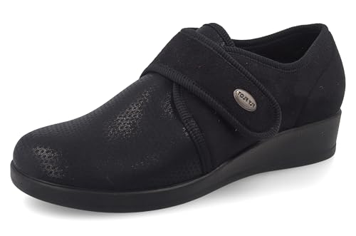Fly Flot Damen Pantofole Donna In Microfibra Elasticizzata E Traforata, Chiusura A Strappo Regolabile, Sottopiede In Memory Estraibile Schiebe-Sandalen, Schwarz, 35 EU von Fly Flot