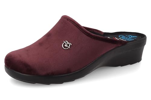 Fly Flot Damen Pantofole Donna In Tessuto Con Logo, Sottopiede Antishock Schiebe-Sandalen, Pflaume, 40 EU von Fly Flot