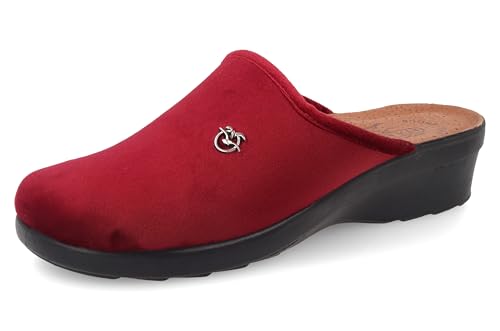 Fly Flot Damen Pantofole Donna In Tessuto Con Logo, Sottopiede In Pelle E Antishock Schiebe-Sandalen, Rand, 36 EU von Fly Flot