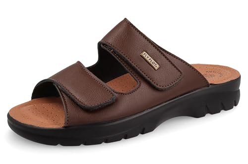Fly Flot Herren Ciabatte Uomo In Microfibra Elastica Con Strappo Regolabile, Sottopiede Imbottito Antishock In Pelle Hausschuh, Dunkelbraun, 44 EU von Fly Flot