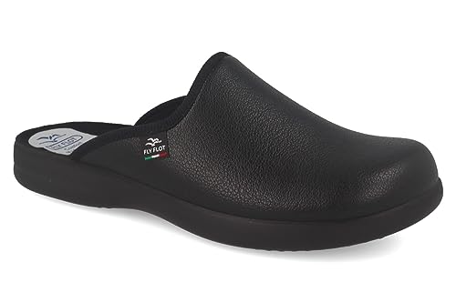 Fly Flot Herren Clog mit Stretch und anatomischem Fußbett 220085, Größe:45 EU, Farbe:Schwarz von Fly Flot