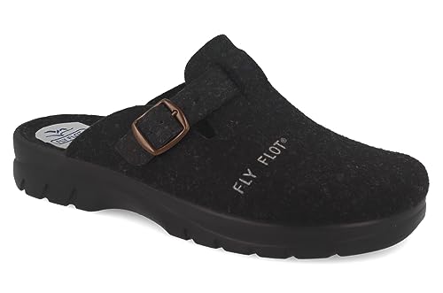 Fly Flot Herren Hausschuh Filz Pantoffel aus recyceltem PET mit Fußbett 220087, Größe:43 EU, Farbe:Schwarz von Fly Flot