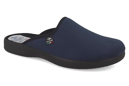 Fly Flot Herren Hausschuh Pantoffel anatomisches Fußbett Piumatech Sohle 220083, Größe:42 EU, Farbe:Blau von Fly Flot