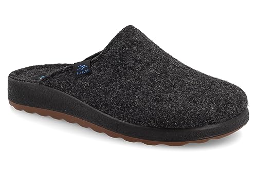 Fly Flot Herren Hausschuh Wollfilz Pantoffel mit Anti Shock Funktion 220082, Größe:43 EU, Farbe:Schwarz von Fly Flot