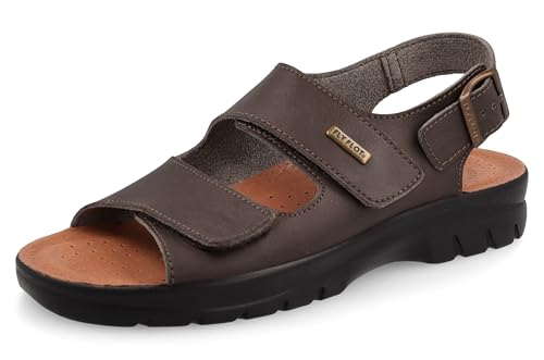Fly Flot Herren Sandalo Uomo In Evopell Con Cinturino A Strappo Regolabile, Sottopiede Imbottito Antishock In Pelle Hausschuh, braun, 43 EU von Fly Flot