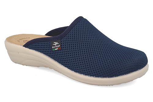 Fly Flot Damen Anoia, Ciabatte Donna In Rete Elastica Traspirante Fresh, Sottopiede Imbottito In Pelle, Blu, 39 Schiebe-Sandalen, blau, EU von Fly Flot
