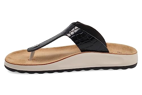 Fly Flot Castelmassa, Flip-Flops für Damen, aus Stoff, mit Verstellbarer Schnalle, Ledersohle Schiebe-Sandalen, Schwarz, 39 EU von Fly Flot