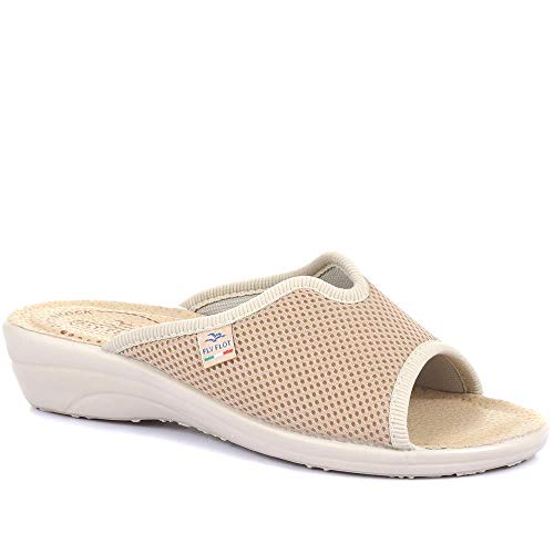 Pavers Damen Pantoletten mit breiter Passform, beige, 36 EU von Fly Flot